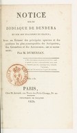 Denderah <br> Notice sur le zodiaque de Dendera et sur son transport en France <br> T. Dumersan. 1824