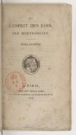De l'Esprit des lois  Montesquieu 1ère éd. 1748