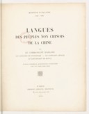 Langues des peuples non chinois de la Chine  1912