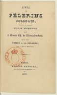 Livre des pélerins polonais  F. R. de Lamennais. 1833