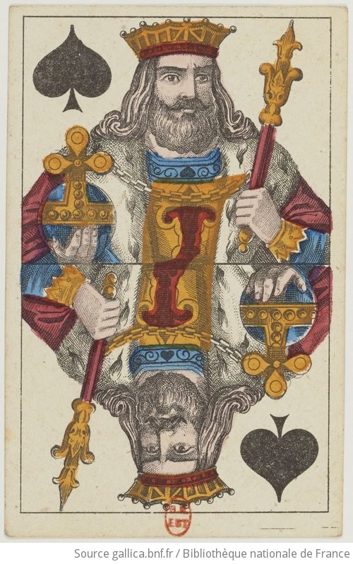 Jeu de cartes allemand au portrait de fantaisie à deux têtes dit des