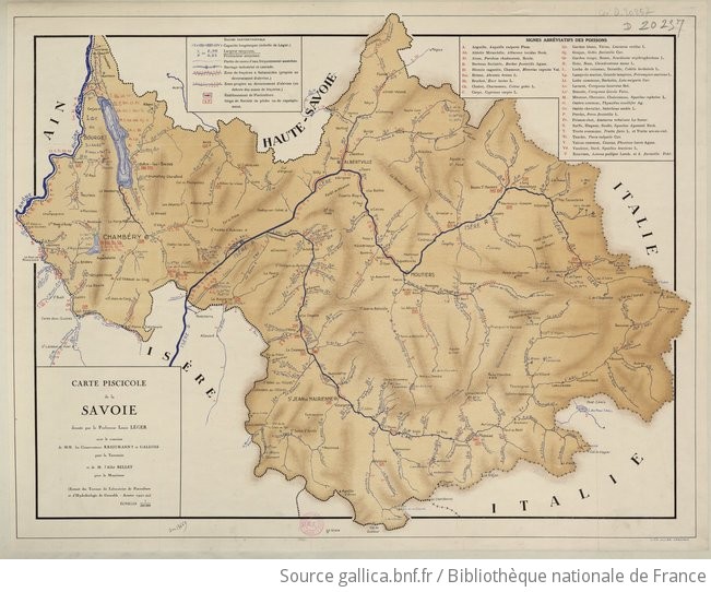 Carte Piscicole De La Savoie Dress E Par L L Ger Avec Le