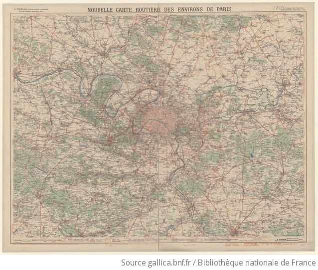 A Taride Nouvelle Carte routière des environs de Paris P Bineteau