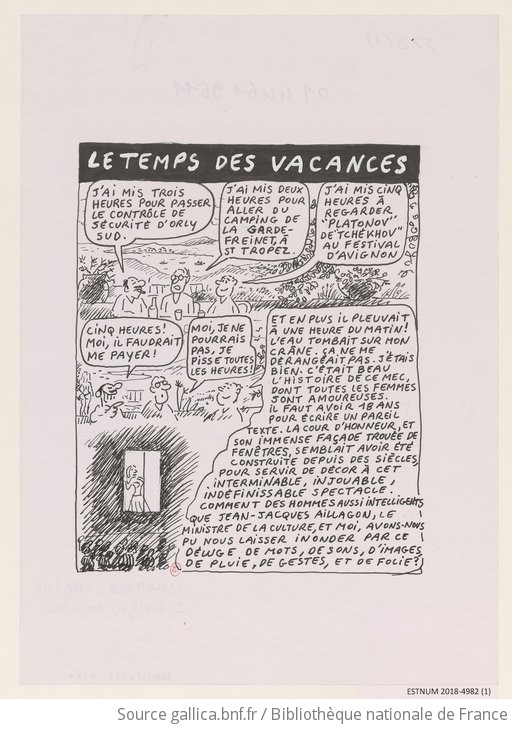 Le Temps Des Vacances Dessin De Presse Wolinski Gallica