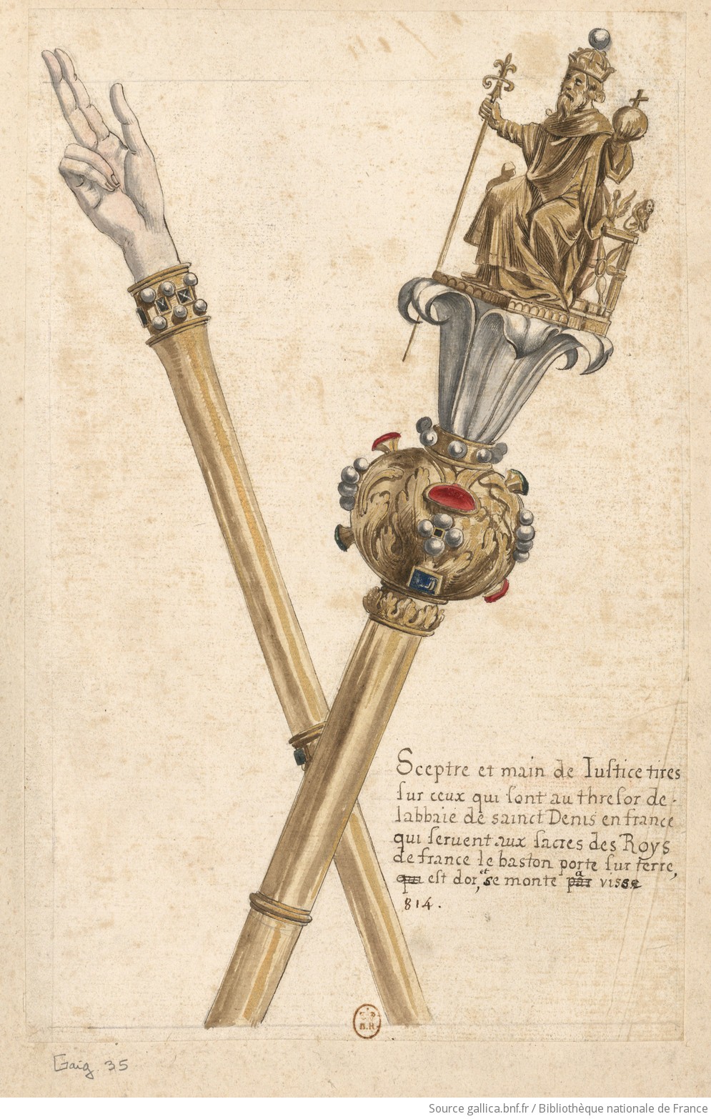 dessin des régalia conservé dans la collection Gainiére  F1