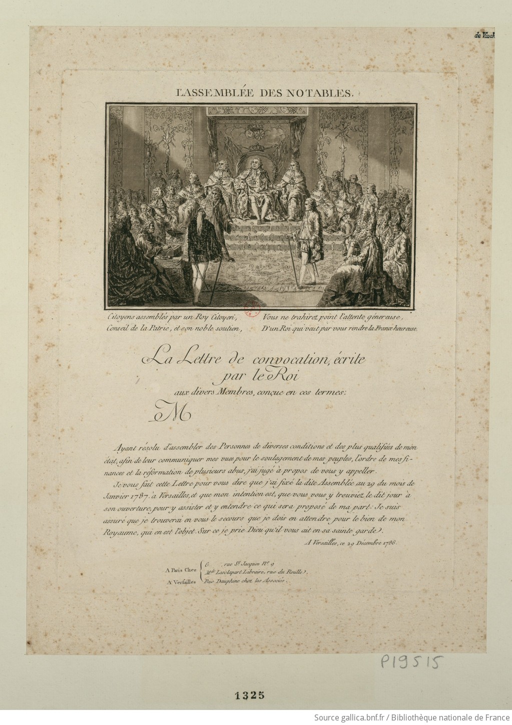 22 février 1787: Ouverture de l'Assemblée des Notables à Versailles F1