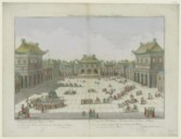 Le dedans du Palais de l'Empereur de Chine à Pékin. Estampe  P. van Blanckaert. 1750