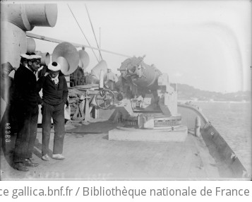 Un canon à bord du croiseur auxiliaire "Gallia" [coulé le 4 octobre 1916 par un sous-marin allemand] : [photographie de presse] / [Agence Rol]