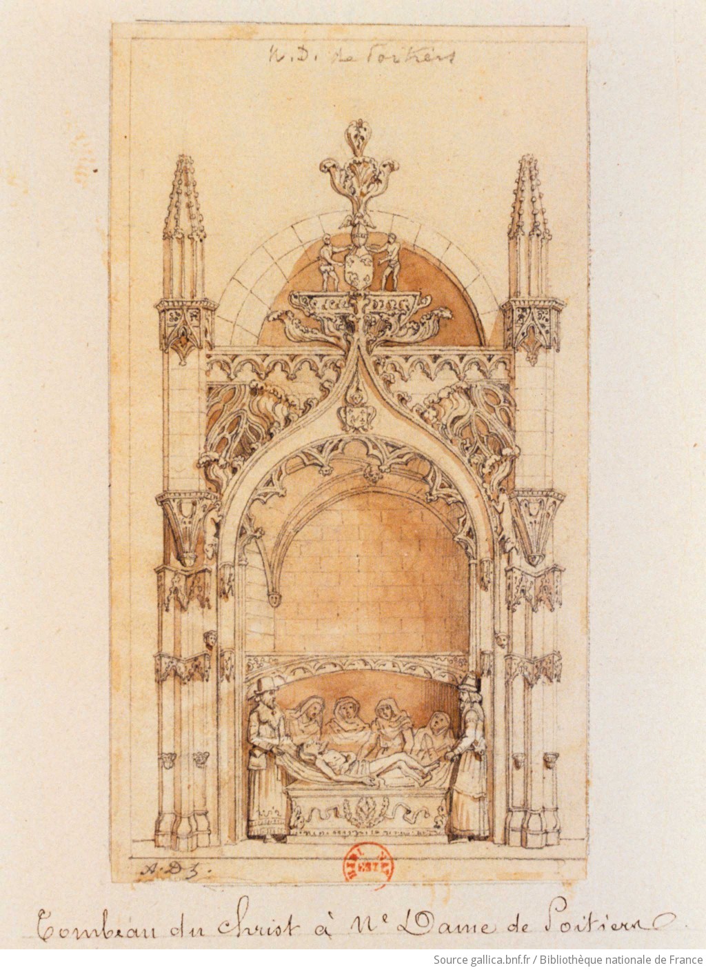 [Mise au tombeau du Christ à Notre-Dame de Poitiers] : [dessin] / A. Dts [Adrien Dauzats] - 1