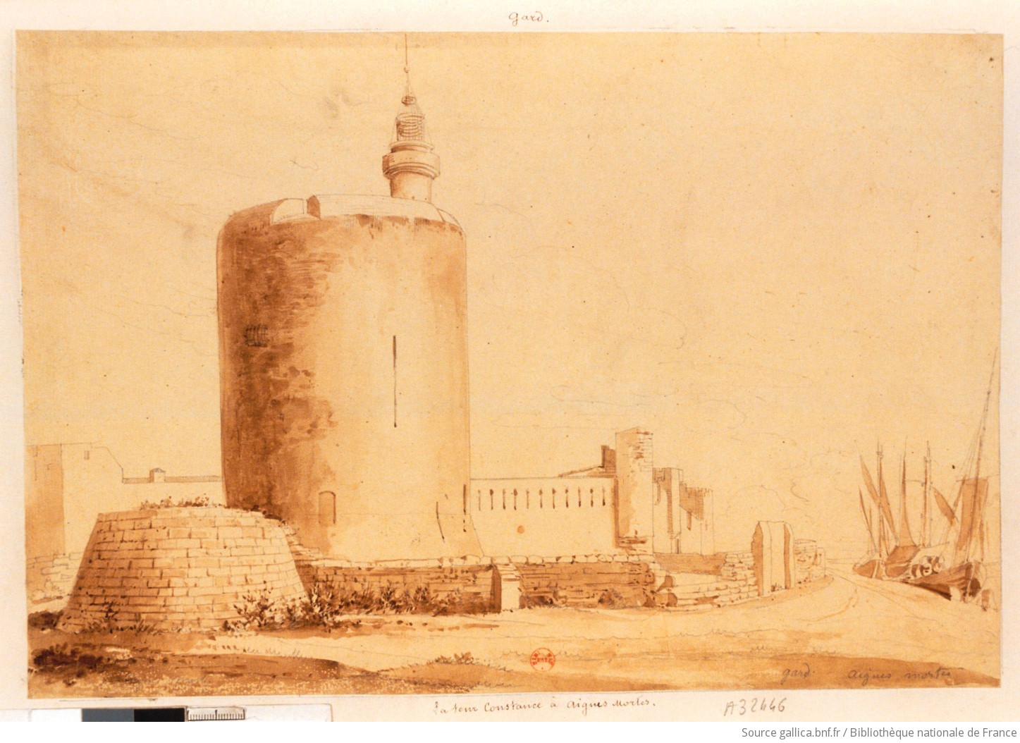 Gard Aigues Mortes La Tour Constance Dessin