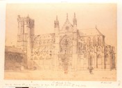 Vue latérale Sud Est de la cathédrale de Sens. 13e et 15e siècle : [dessin] / Th. Mansson