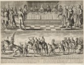 Le festin nuptial du Roy et de la Reine de Pologne - La magnifique entrée des Ambassadeurs Polonois dans la ville de Paris le 19 septembre [1645].  Estampe de  F. Campion