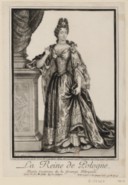 Portrait de la Reine de Pologne Marie Casimire, en pied Estampe par R. Bonnart. 
