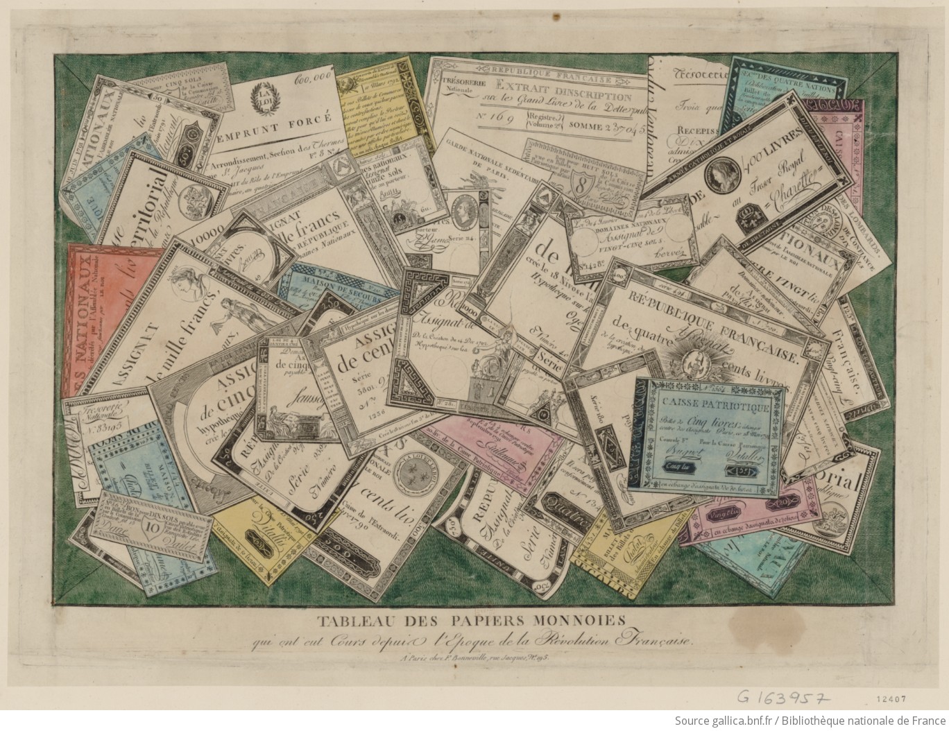 Tableau des papiers monnoies qui ont eut cours depuis l'epoque de la Révolution française : [estampe] / [non identifié] - 1
