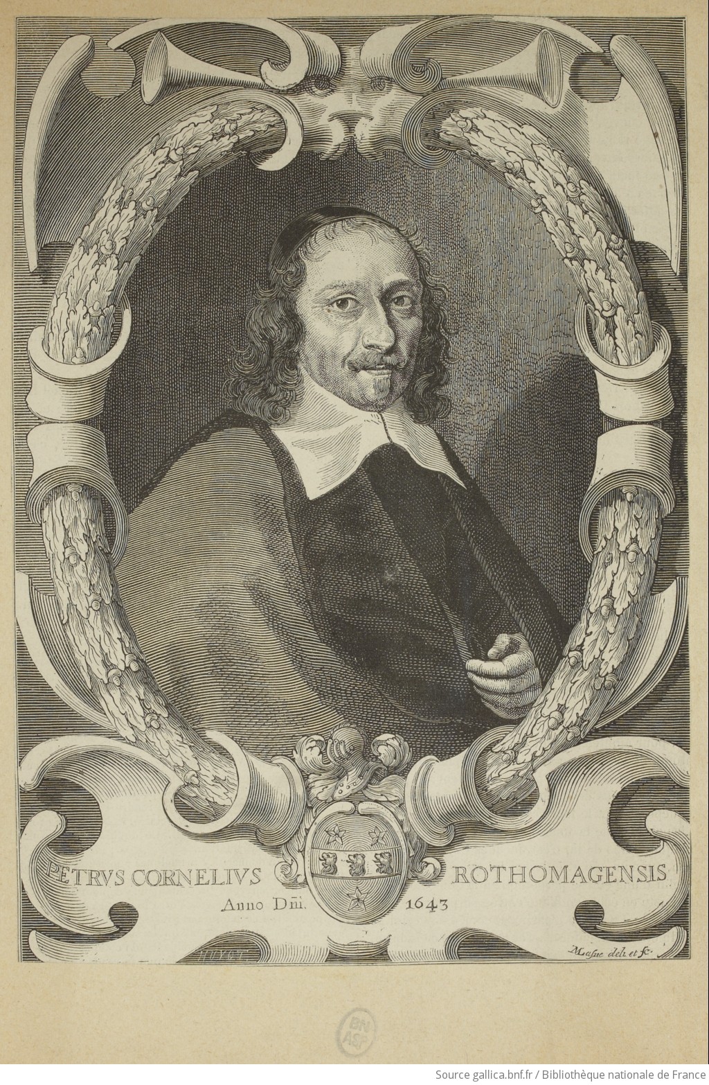 Portrait de Pierre Corneille Gravure de M. Lasne