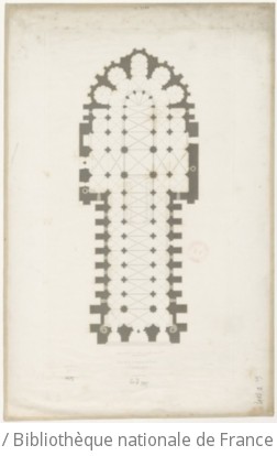 Plan de la Cathédrale de Reims, Champagne. Echelle de 20 Mètres [=Om. 057 ; 1 : 350 env] / Durand Arch. del. ; Hibon sculp