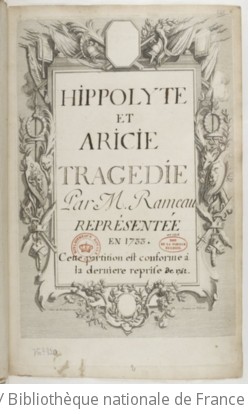 HIPPOLYTE ET ARICIE - Manuscrit (ca 1743)