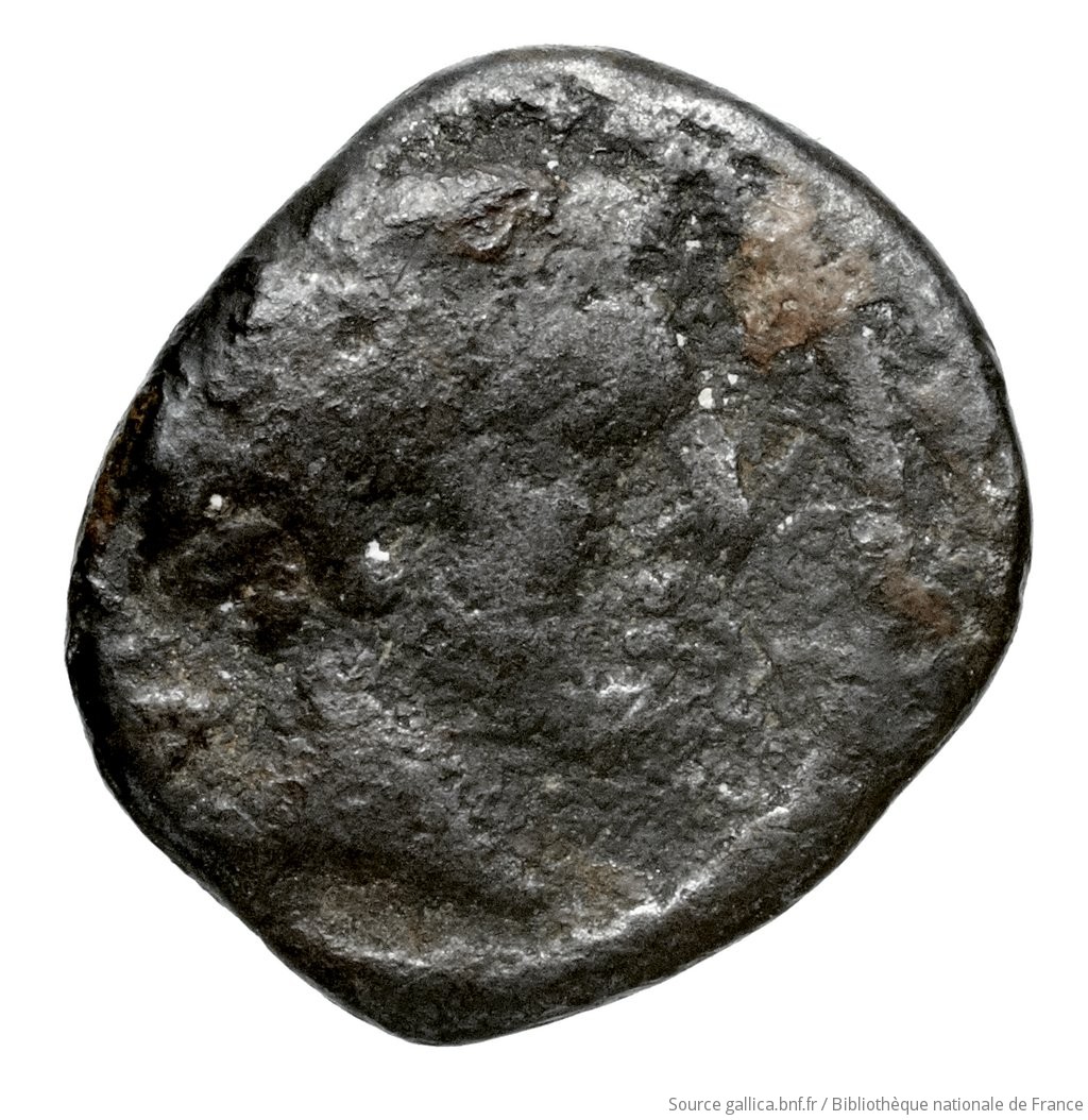 Obverse 'SilCoinCy A4454, Fonds général, acc.no.: Babelon 578. Silver coin of king Evagoras I of Salamis 411 - 374 BC. Weight: 1g, Axis: -, Diameter: 11mm. Obverse type: Youthful male head right, with short curly hair: border of dots. Obverse symbol: -. Obverse legend: - in -. Reverse type: smooth. Reverse symbol: -. Reverse legend: - in -. 'Catalogue des monnaies grecques de la Bibliothèque Nationale: les Perses Achéménides, les satrapes et les dynastes tributaires de leur empire: Cypre et la Phénicie'.