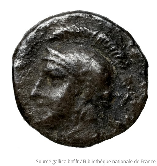 Obverse 'SilCoinCy A4488, Fonds général, acc.no.: Babelon 611. Silver coin of king Evagoras II of Salamis 361 - 351 BC. Weight: 0.44g, Axis: -, Diameter: 9mm. Obverse type: Head of Athena left in crested Athenian helmet. Obverse symbol: -. Obverse legend: - in -. Reverse type: Star of eight rays. Reverse symbol: -. Reverse legend: - in -. 'Catalogue des monnaies grecques de la Bibliothèque Nationale: les Perses Achéménides, les satrapes et les dynastes tributaires de leur empire: Cypre et la Phénicie'.