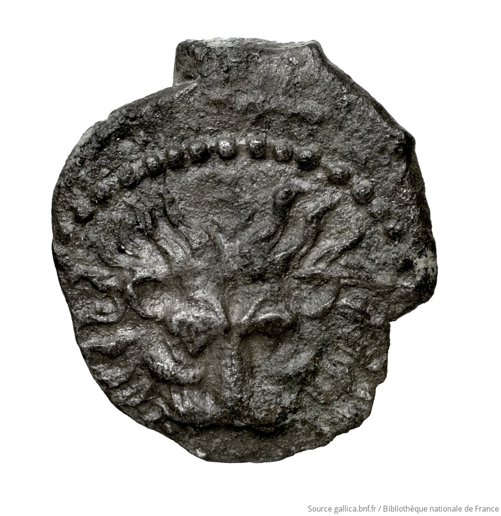 Εμπροσθότυπος 'SilCoinCy A4568, Fonds général, acc.no.: . Silver coin of king Uncertain king of Amathous of Amathous 460 - 350 BC. Weight: 0.50g, Axis: 3h, Diameter: 11mm. Obverse type: Facing lion head. Obverse symbol: -. Obverse legend: - in -. Reverse type: Forepart of lion right, jaws open, in dotted square within incuse square.. Reverse symbol: -. Reverse legend: - in -.