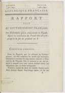 Rapport fait au Gouvernement français des événemens qui se sont passés en Egypte, depuis la conclusion du traité d'El-A'rych, jusqu'à la fin de prairial an 8 [19 juin 1800]  1800
