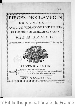 PIÈCES DE CLAVECIN EN CONCERTS - Première édition - 1741
