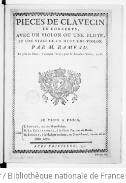 PIÈCES DE CLAVECIN EN CONCERTS - Sixième édition - 1752 [après 1758]