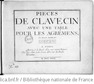 PIÈCES DE CLAVECIN AVEC UNE MÉTHODE POUR LA MÉCANIQUE DES DOIGTS - Sixième édition - 1731 [après février 1761] Ex. 1