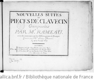 NOUVELLES SUITES DE PIÈCES DE CLAVECIN - Sixième édition -  [après février 1761]