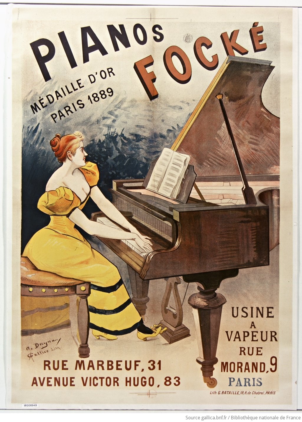 Pianos Focké médaille d'or Paris 1889... : [affiche] ([Variante de lettre]) / [Daynau] - 1