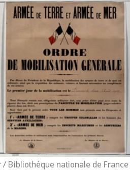 Armée de Terre et Armée de Mer. Ordre de mobilisation générale... Dimanche 2 août 1914... : [affiche] / [non identifié]