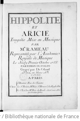 HIPPOLYTE ET ARICIE - Quatrième édition (1733)