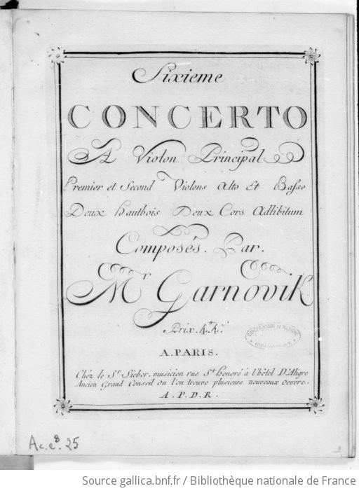 Sixième concerto à violon principal premier et second violons alto et