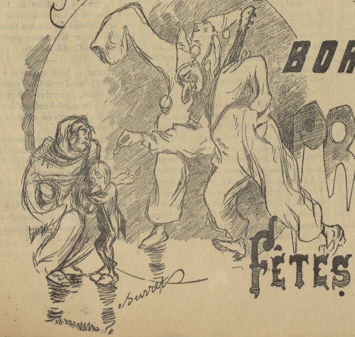 Fête de charité, Union de la boucherie et de la charcuterie, Bordeaux. Image publiée à Bordeaux en février 1896 dans le journal : La Soirée bordelaise