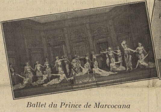 Fêtes de la saison 1927 [à Aix-les-Bains] : ballet du Prince de Marcocana. Image publiée à Chambéry le 4 mars 1928 dans : Le Journal d'Aix-les-Bains