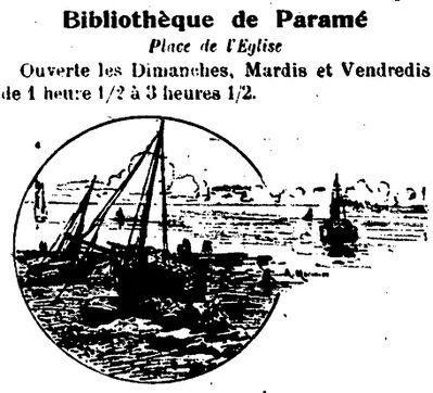 Bibliothèque de Paramé, Place de l'église. Image publiée à Paramé le 22 septembre 1912 dans le journal : Paramé-journal