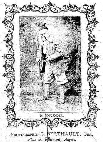 M. Boulanger, trial d'opéra-comique. Photographie G. Berthault, fils. Image publiée à Angers le 22 décembre 1877 dans le journal : L'Abeille