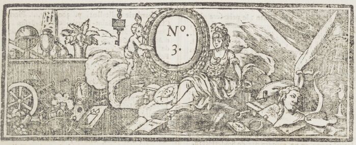 Bandeau gravé sur bois, en tête du journal : Annonces, affiches, nouvelles et avis divers de la Province du Poitou... Image publiée à Poitiers le 16 janvier 1783
