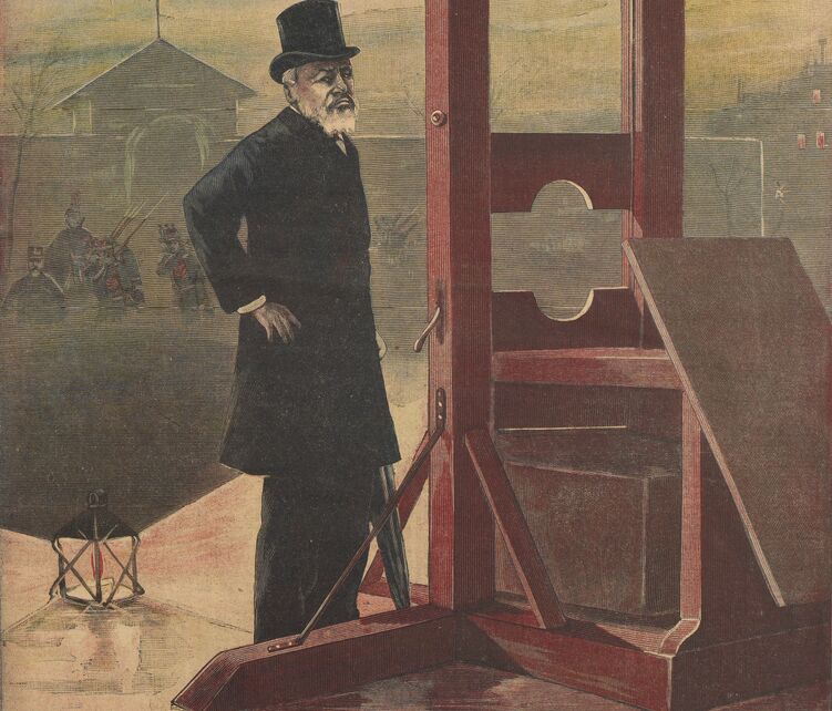 Retraite de M. Deibler, le bourreau de France. Image publiée à Château-Gontier le 22 janvier 1899 dans le journal : Le Progrès illustré
