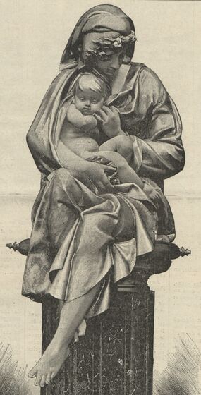 L'Hiver. Groupe de Carrier-Belleuse. Reproduction en bronze de M. Pinédo. Image publiée à Paris le 8 mars 1891 dans : Le Journal de Cholet. Supplément illustré