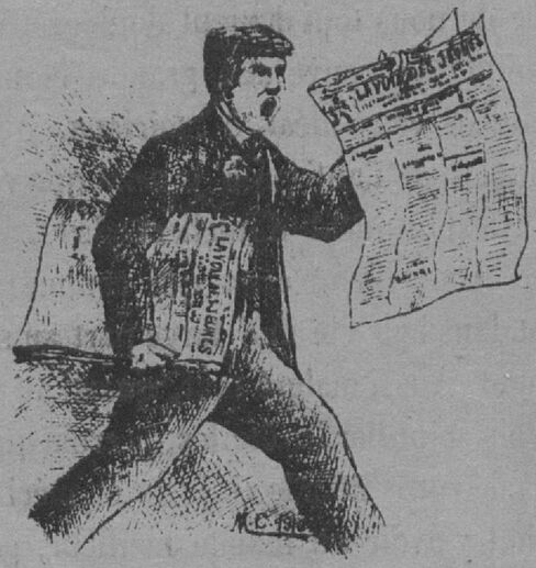 Crieur de journaux. Image publiée à Ajaccio le 29 mai 1910 dans le journal : La Voix des jeunes