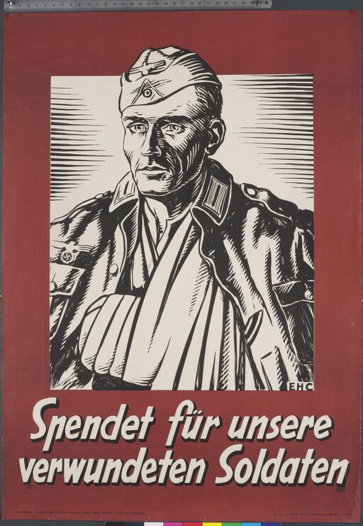 Spendet für unsere verwundeten Soldaten : Verantwortlich : Gaubeauftragter f.d. WHW. Baden u. Elsass - Abtig. Werbung u. Schulung (Propaganda) / E.H.C.