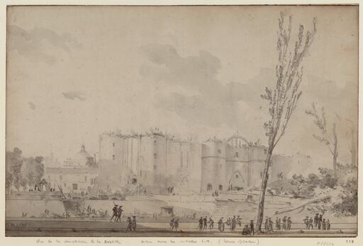 [View of the demolition of the Bastille]: [drawing]/L M [Louis Moreau]