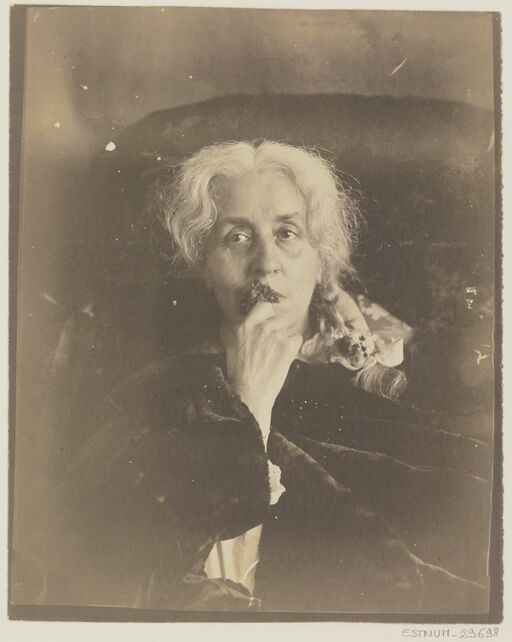 [Ernestine Nadar []: [in bust, front, holding a flower in front of his mouth]: [photograph]/[Nadar]