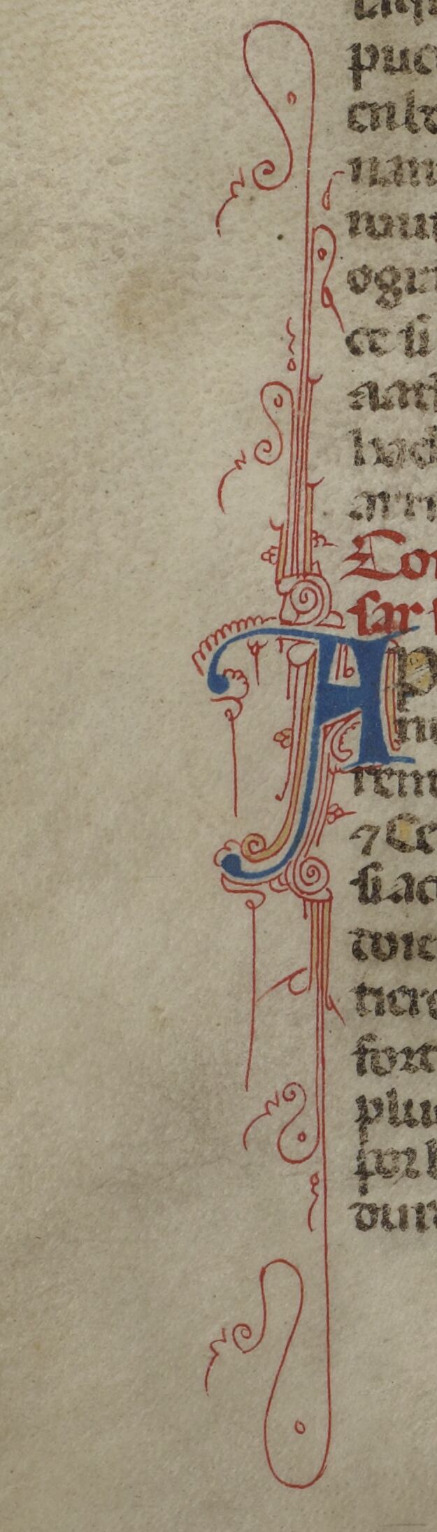 Jaunty A with yellow highlights in penwork