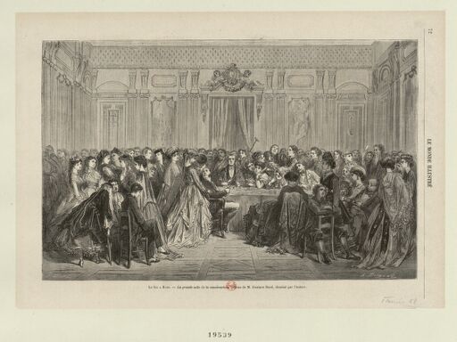 Le Jeu à Bade. - La Grande Salle de la Conversation, tableau de M. Gustave Doré, dessiné par l'auteur : [estampe]