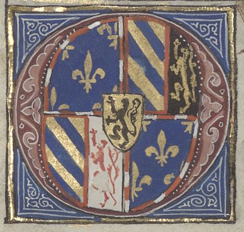 Burgundian Coat of Arms in Historiated O