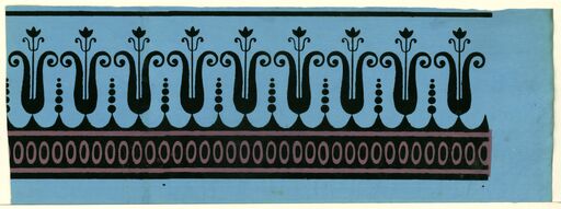 [Manufacture of Jacquemart and Benard. Bordure. A band of frieze with fancy motifs and frieze of rings]: [wallpaper]