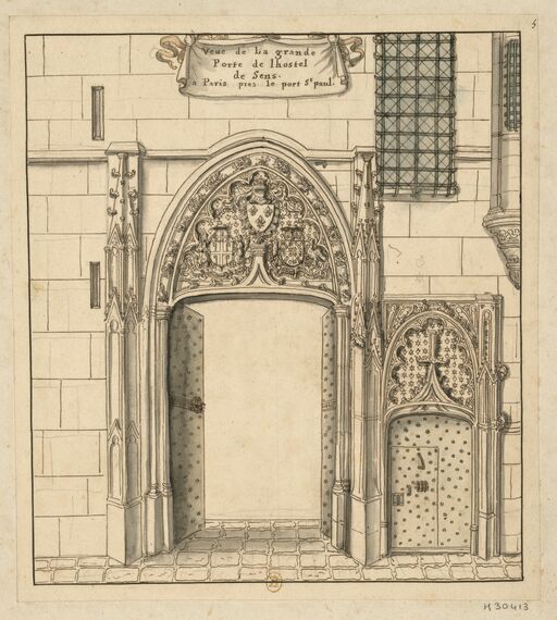 Veüe of the Porte de lhostel de Sens à Paris pres le port St Paul: [drawing]/[Louis Boudan]