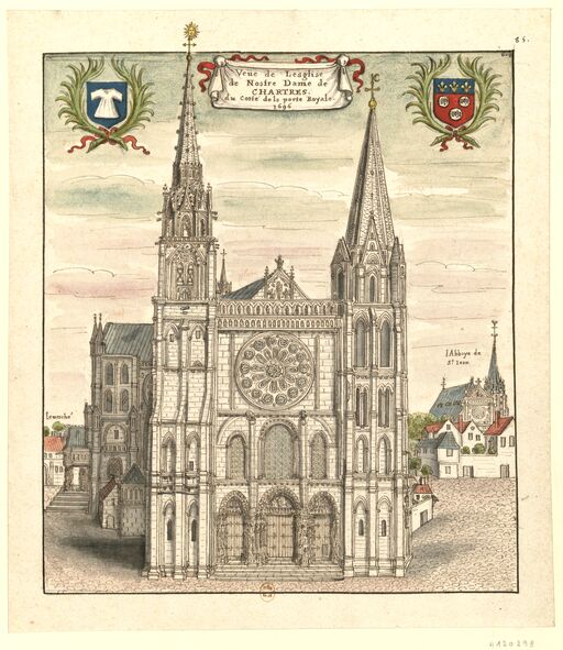 Veüe de l'Esglise // de Nostre Dame de // CHARTRES. // du costé de la porte Royale // 1696 : [dessin] / [Louis Boudan ?]